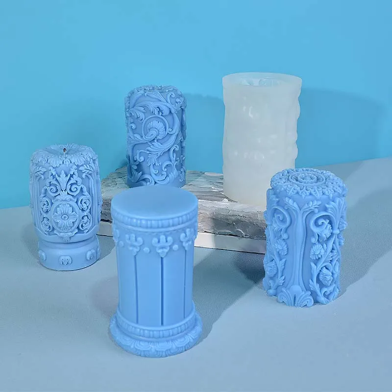 Resin Art Design - Coluna romana esculpida vela molde de