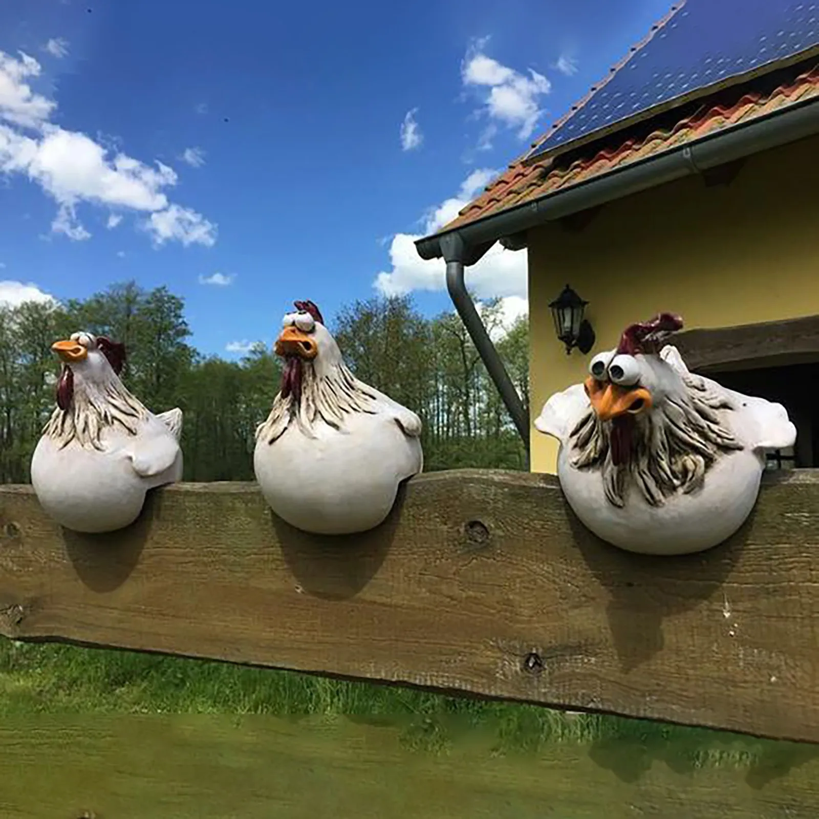 Engraçado galinha cerca decora - Resin Art Sculptures avaliação e preço